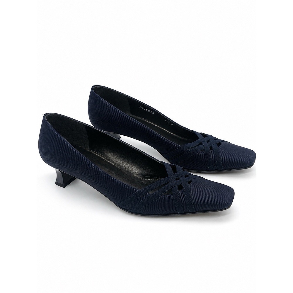 Stuart Weitzman Blue Square Toe Architectural Kitten Heel Pumps Heels Size 8.5 N
